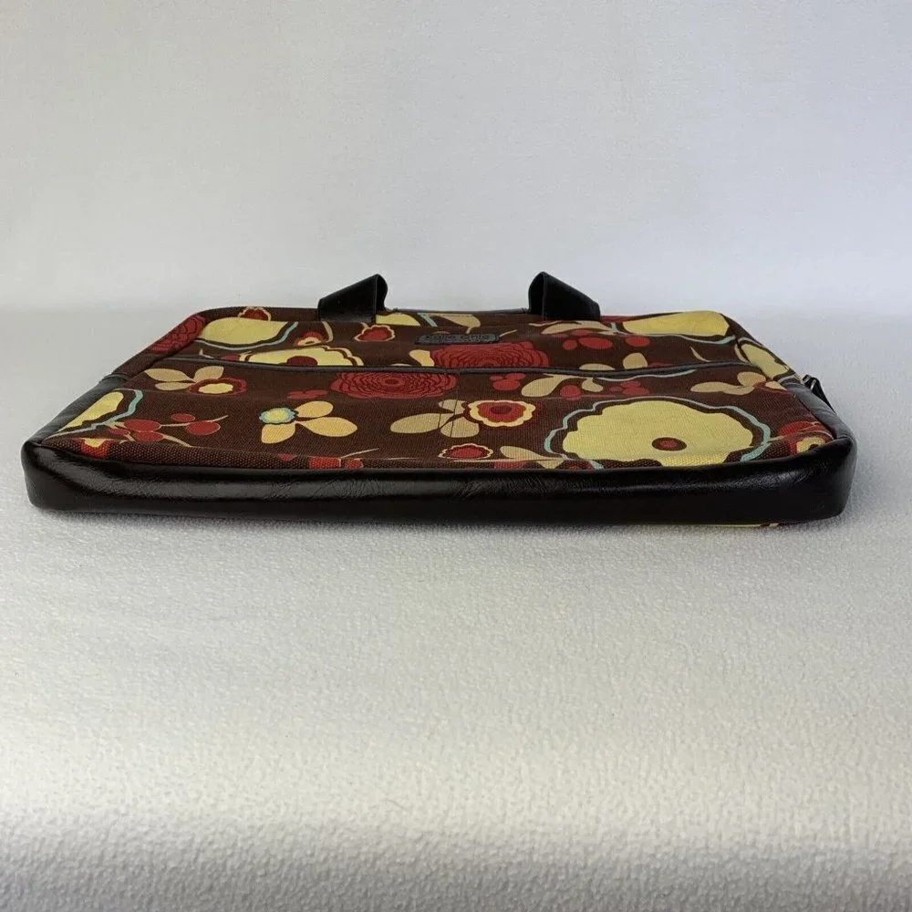 Kailo Chic Collection Slim Brief Notebook Laptop Carrying Case Brown Floral